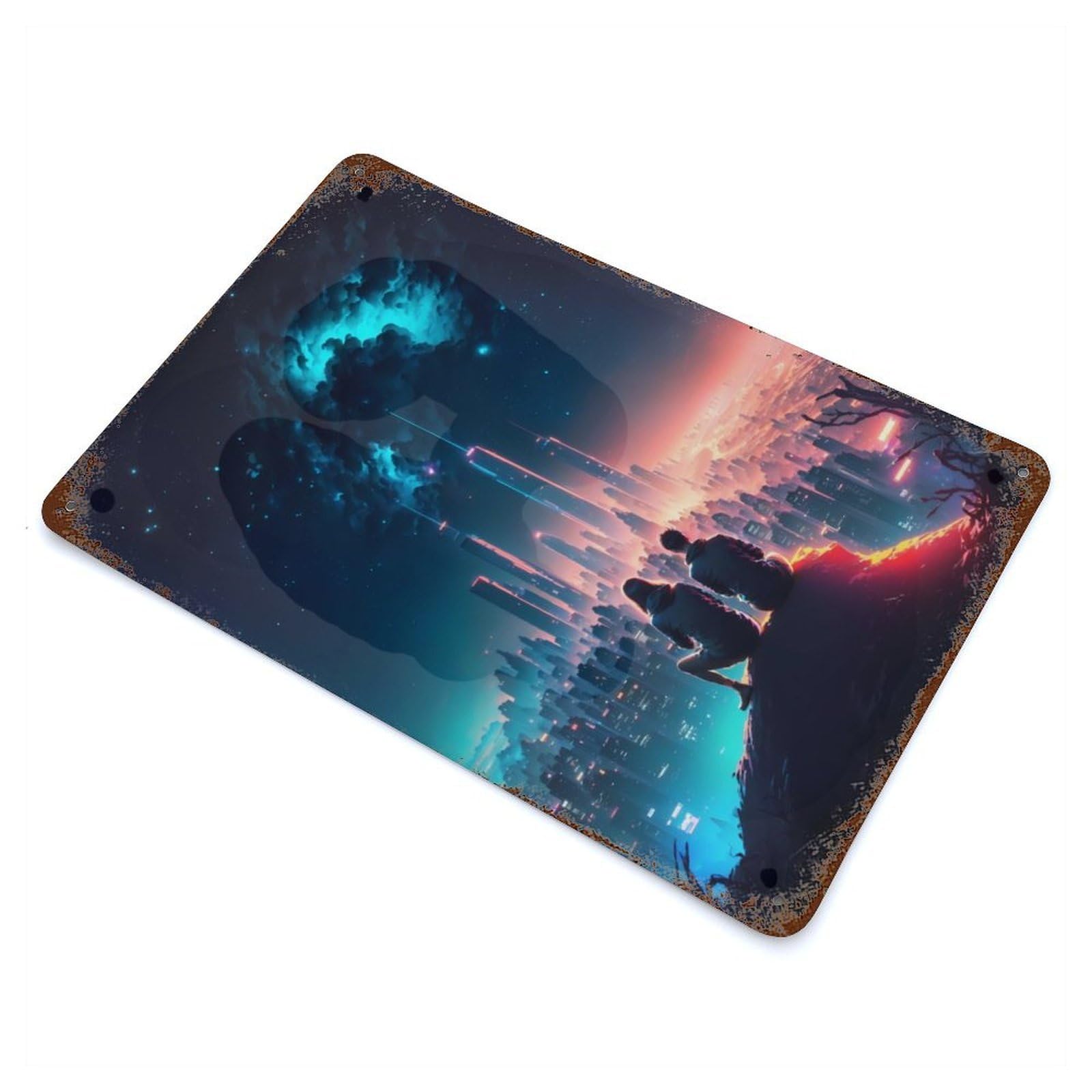 Galaxy Astral Lovers Rusty Metal Tin Sign 11.8"x7.9", for Patio, Garden Room And Bar Decor, Old School Wall Decor