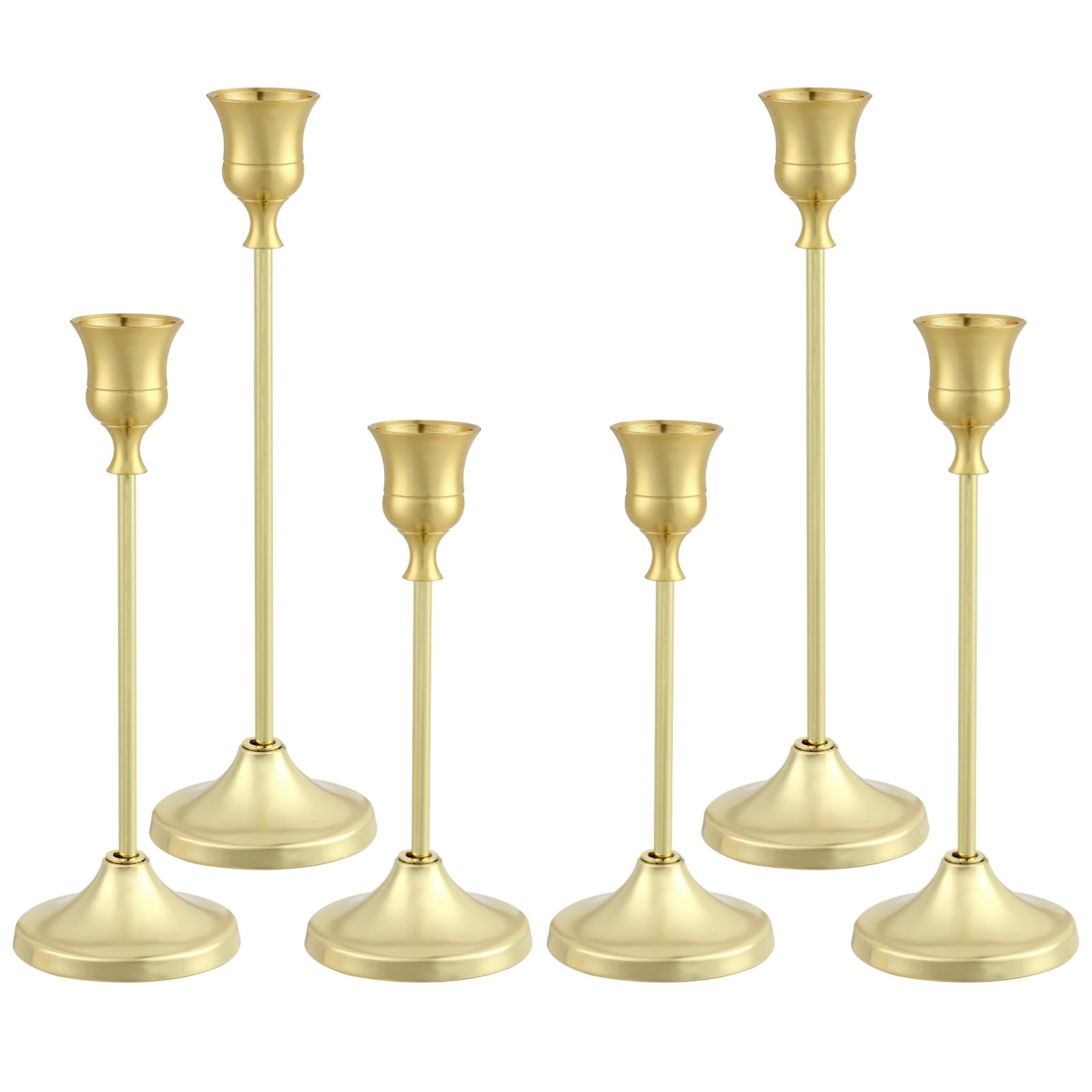 Tunyet Candlestick Holders 6PCS, Metal Taper Candle Holder, Gold Candle Holders for Pillar Candles, Candle Holder for Halloween Decorations