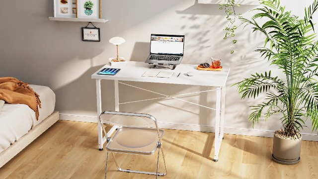 Scrivania Ufficio 80x40x75 Cm Con Supporto Monitor Rimovibile | Tavolo In Legno E Metallo Per Computer, Gaming E Studio | Design Moderno Legno Chiaro - 5
