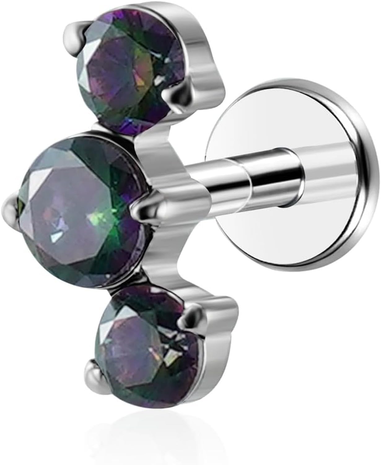 AIEIJJH Threadless Labret Stud Push In Jewellery G23 Titanium CZ Cluster Stud for Tragus Helix Conch Lobe Rook Cartilage Piercing Earring 1pc 16G, VM