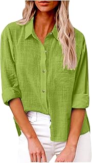 Camisa de lino para mujer, muselina de verano, blusa de lino de gran tamaño, elegante, monocolor, transpirable, manga larga, manga corta, blusa básica, tallas grandes, blusas túnicas para mujer
