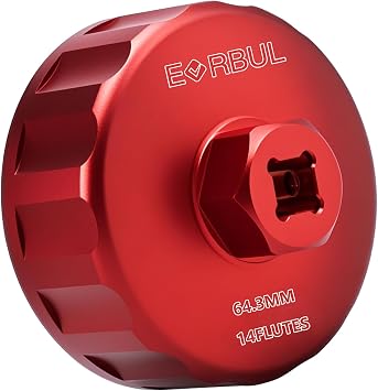 EVRBUL 64.3mm Oil Filter Housing Wrench Removal Tool Compatible with Toyota Avalon Camry Corolla Highlander Sequoia Tacoma Tundra Venza Matrix-7075 Aluminum CNC 14 Flute