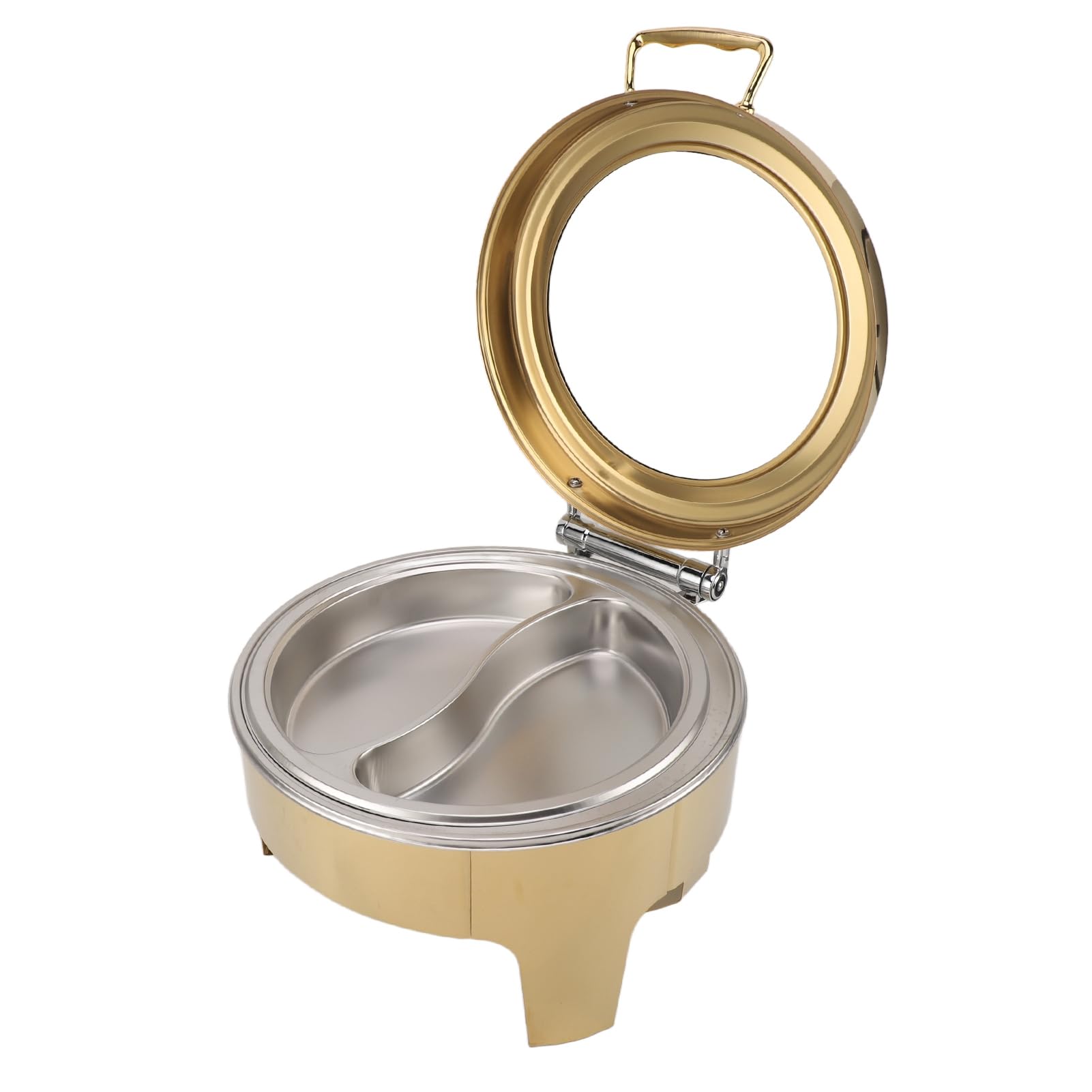 Cryfokt 6L Rotondo Chafing Dish Buffet, Coperchio in Vetro, Acciaio Inox