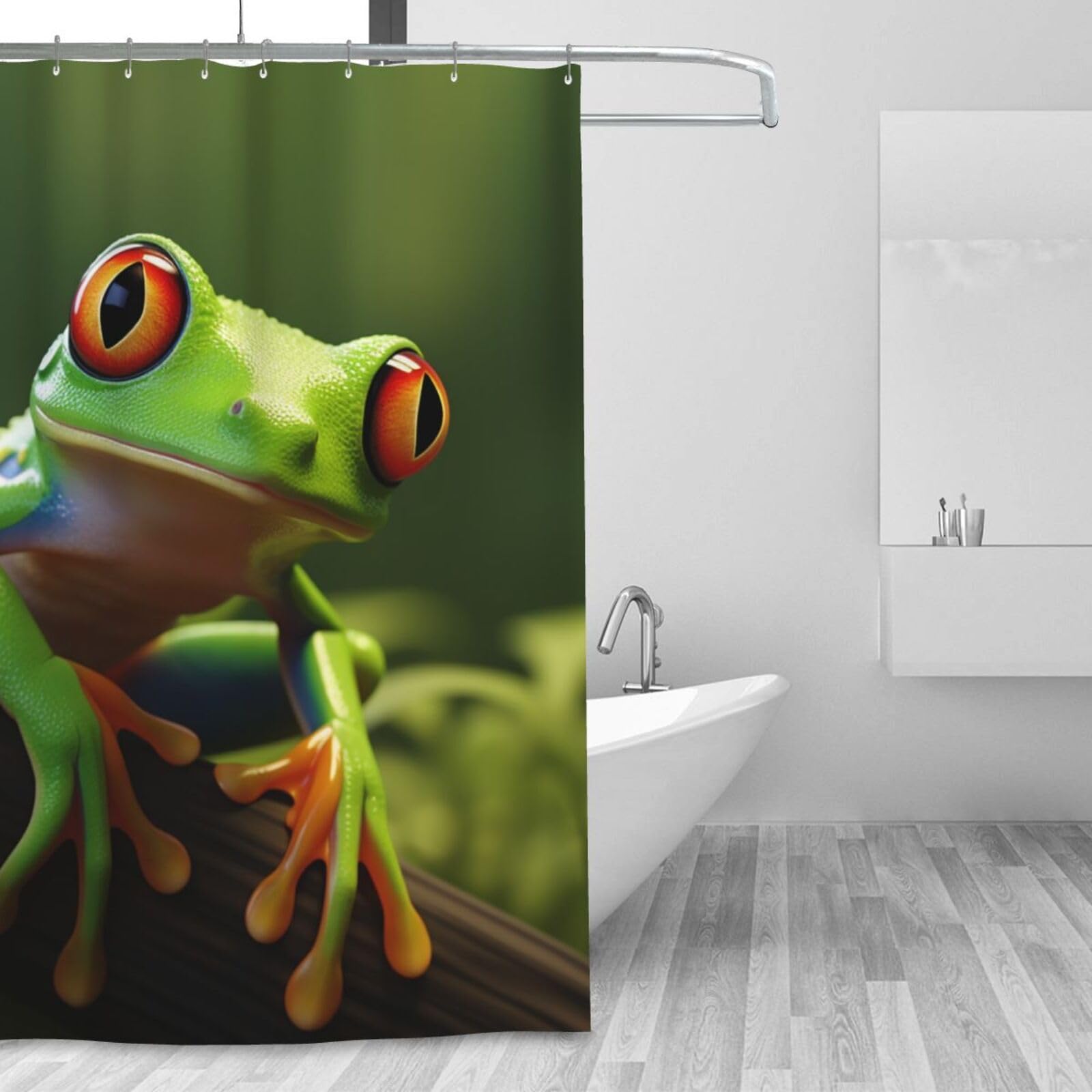 Rideau de douche grenouille verte pour une décoration de salle de bain chaleureuse en hiver