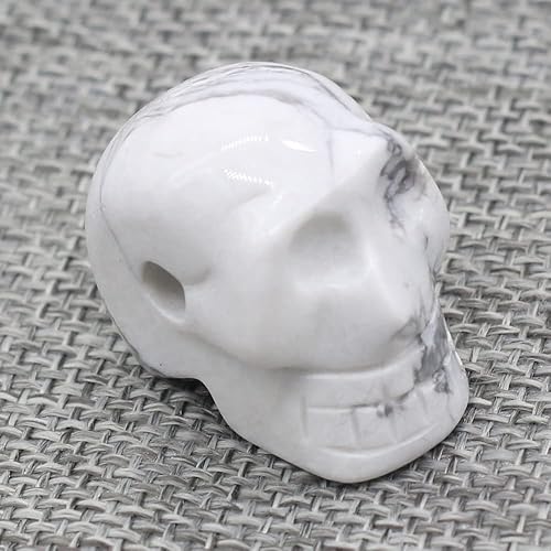 Miniatura 8 de LE SKY 4 dijes de cuentas de piedra natural con cabeza de calavera de cristal curativo, dije de calavera anhelada a mano para hacer joyas, collares,
