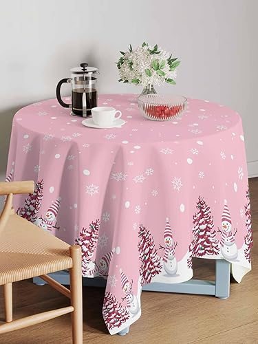 Miniatura 8 de Mantel de muñeco de nieve de Navidad impermeable para mantel redondo, rectangular, ovalado, cuadrado, 54 x 54 pulgadas, mantel para otoño, baby