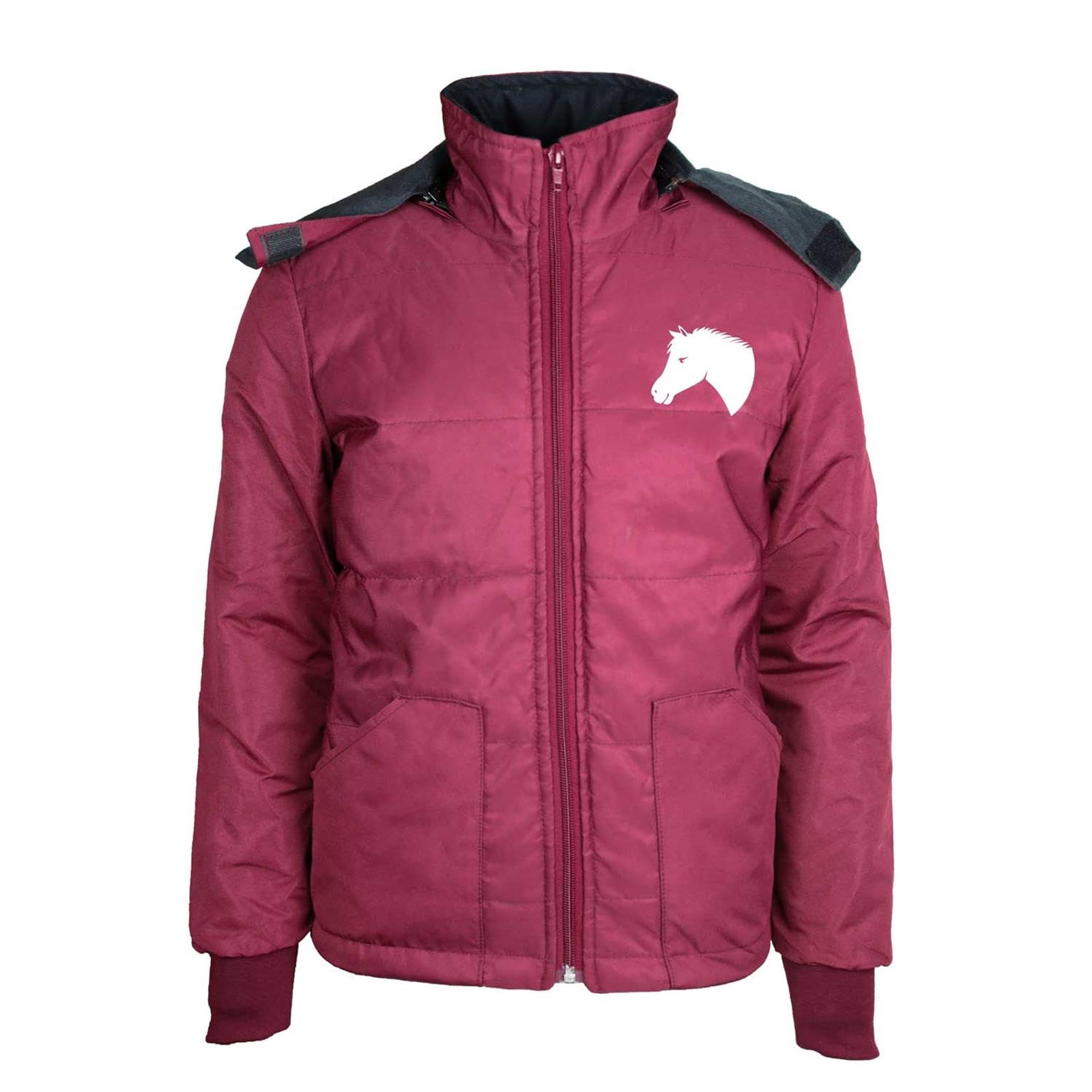 Kinder Reitset Reitjacke Mia Maroon gesteppt Fleecefutter mit Silikon-Vollbesatz Reitleggings Schwarz