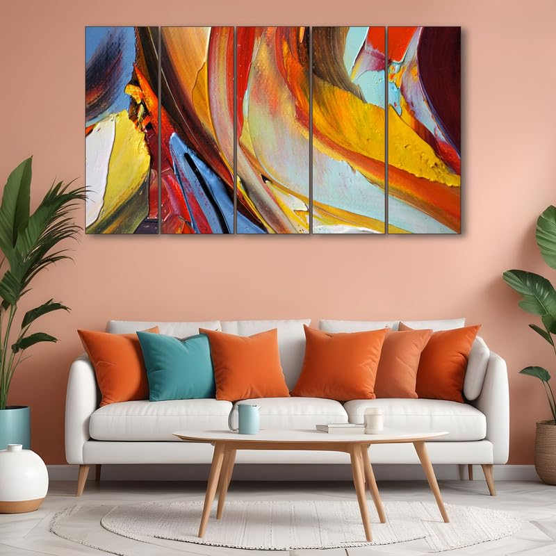 Image of The Castle Decor Abstract art painting with frame Big Size 36x60 Wall art for living room,Bedroom,Drawing room,Hotels-Wooden Framed-681