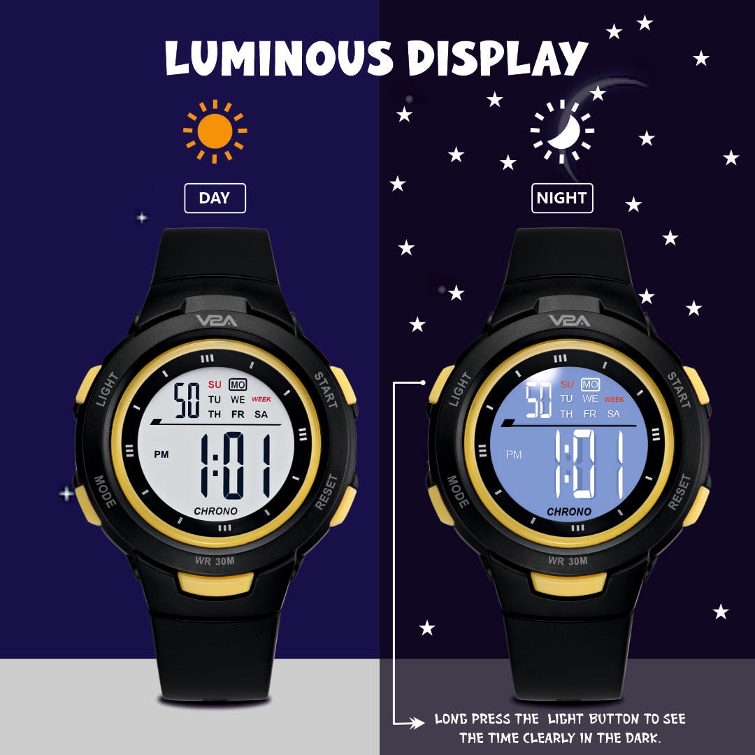 V2A Girls Multicolor Digital Watch - White Resin Band Sports Watch for Kids Ages 5-13 | Birthday Gifts 4