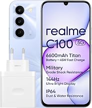 realme C100 5G Smartphone - 4GB RAM + 128GB, 6.8 Inch 144Hz Display, 50MP Camera, 6600mAh Battery with 45W Fast Charge, Blooming Purple