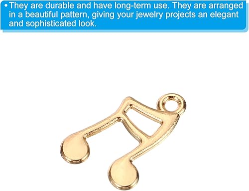 Miniatura 5 de PATIKIL Dije musical, 100 piezas de mini dije de música, a granel, vintage, metal, instrumentos, notas, diseñador, bricolaje, para hacer joyas,