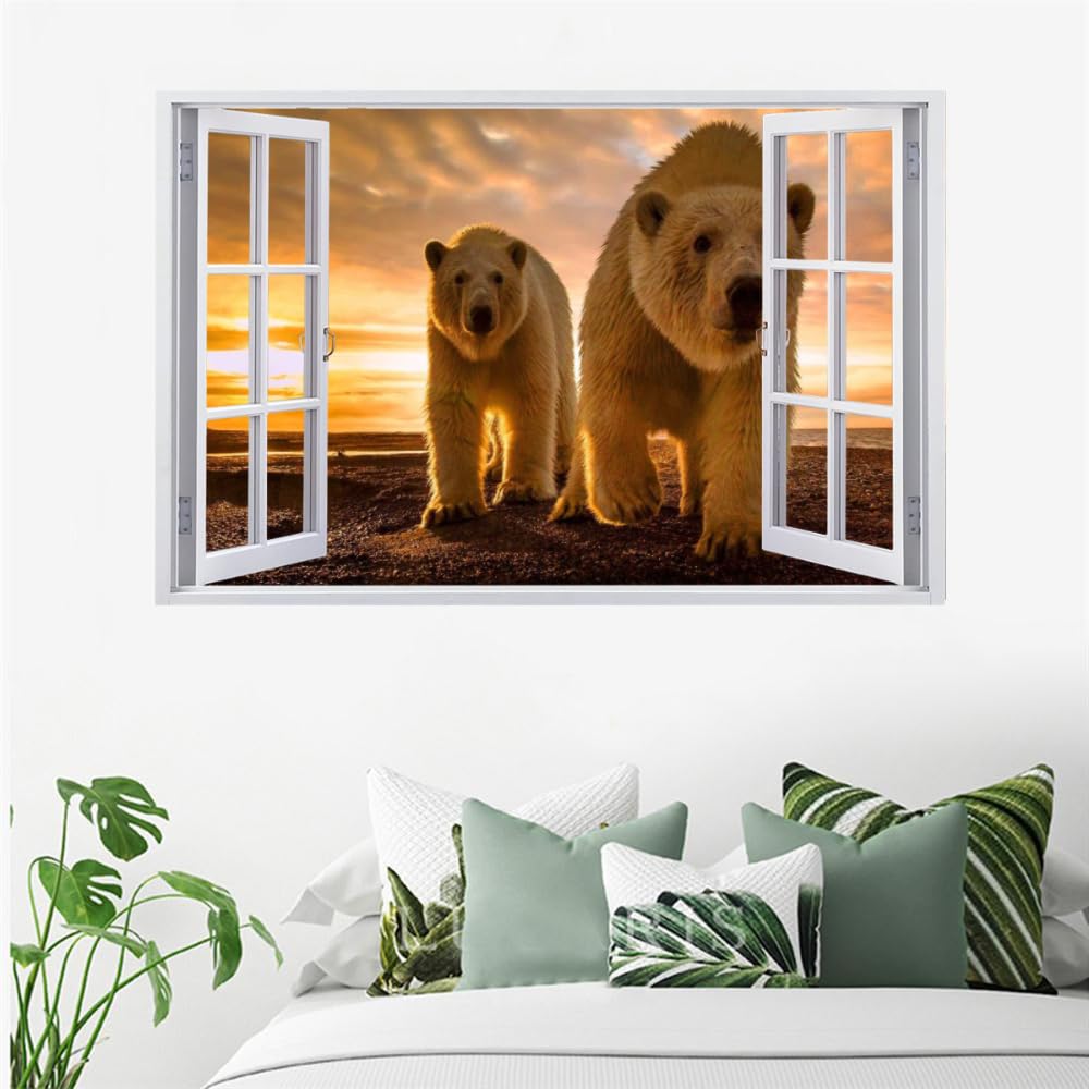 Calcomanía Rota 3D, Oso Adhesivo Extraíble De Vinilo Para Despegar Y Pegar, Tatuaje De Pared Niñas Niños Dormitorio Guardería Habitación Decoración Para El Hogar 110x70cm