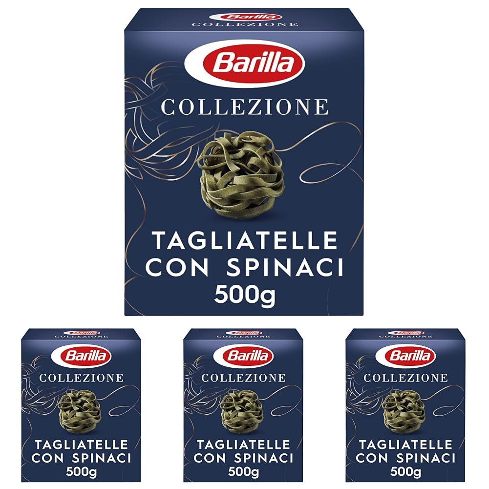 Barilla Hartweizen Pasta Collezione Tagliatelle con Spinaci, (1 x 500 g) (Packung mit 4)
