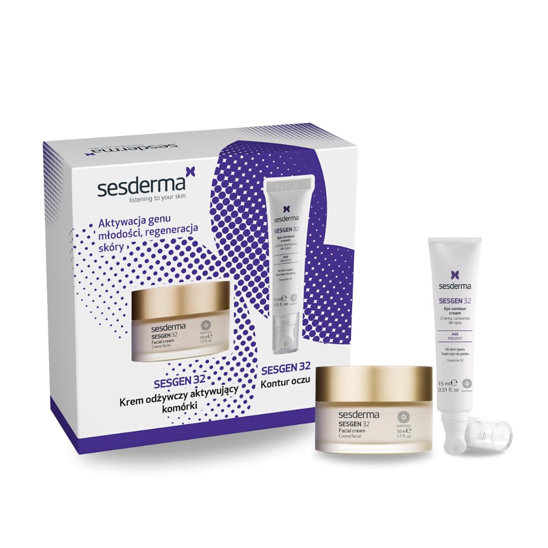 Sesderma SESGEN 32 Geschenkset – Zellaktivierende Anti-Aging Gesichtscreme 50 ml + Augencreme 15 ml – Mit Teprenon, Hyaluronsäure & DMAE – Regenerierende Pflege für strahlende Haut