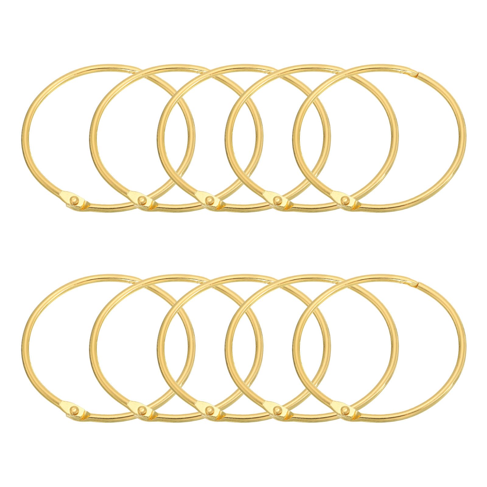 uxcell Lot de 48 anneaux de rideau de douche, 7,6 cm, anneaux ronds en métal antirouille pour tringle de douche de salle de bain, doré