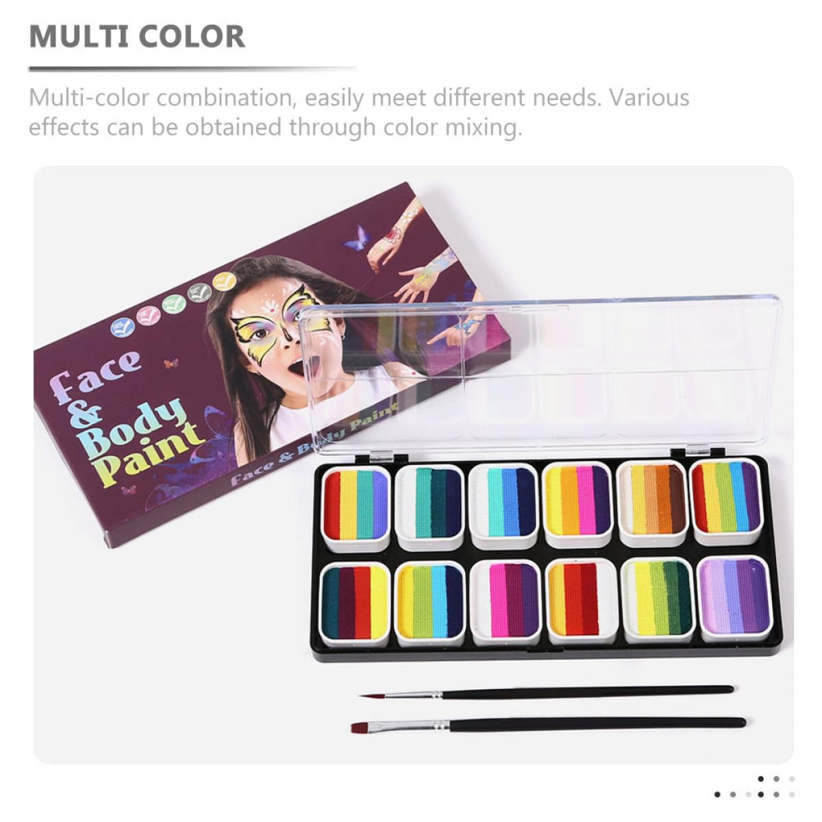 Kit de Maquillage 12 Couleurs, Pigments Poudre, 1 Set Peinture Visage