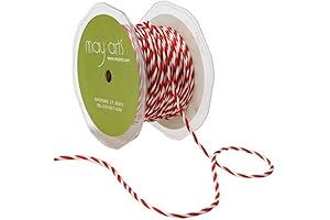 May Arts Christmas Cord Ribbon: Festive Red and White Twisted Rope