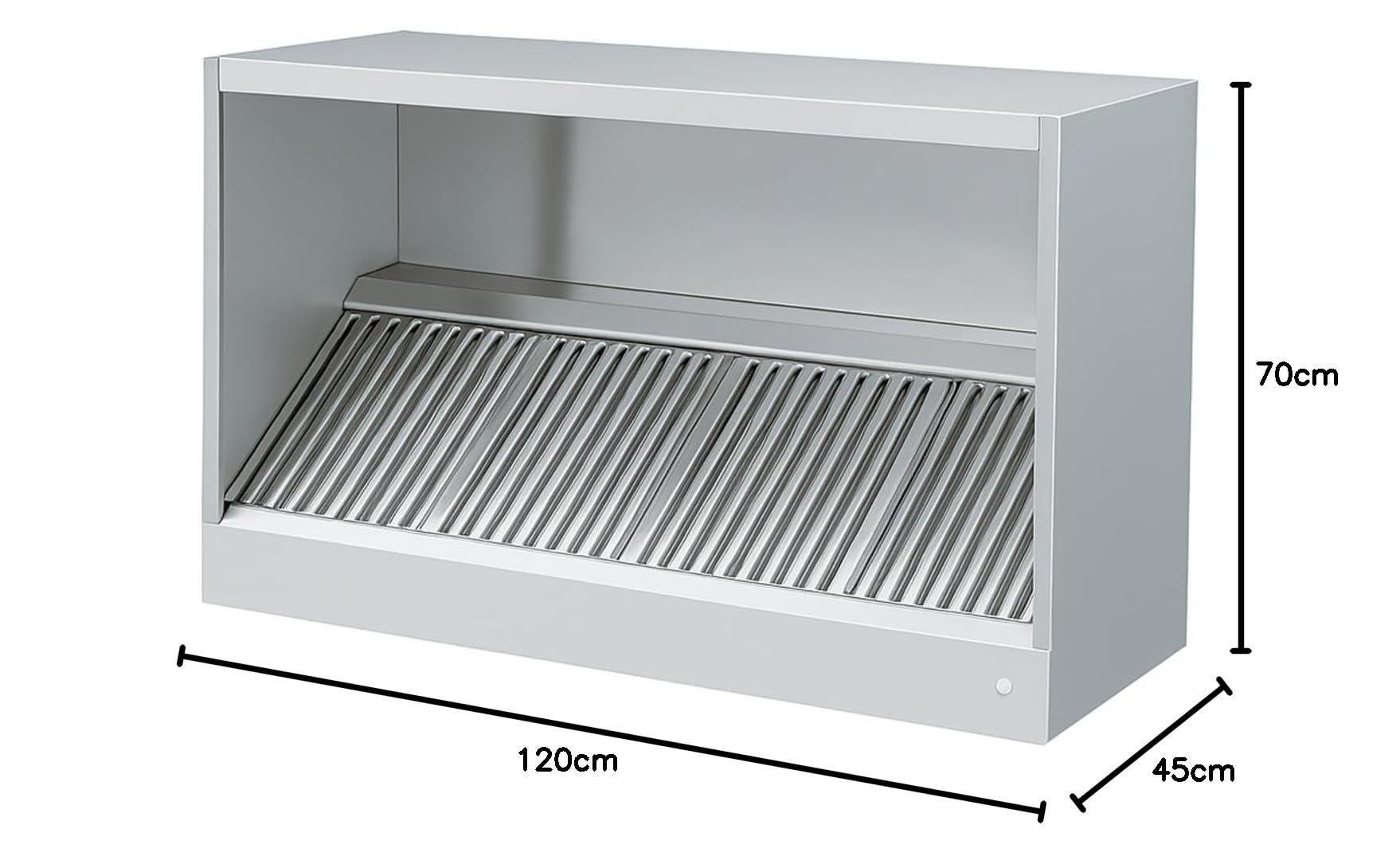 Ristoattrezzature - Cappa in acciaio inox 120x70x45h cm cubica a parete senza motore