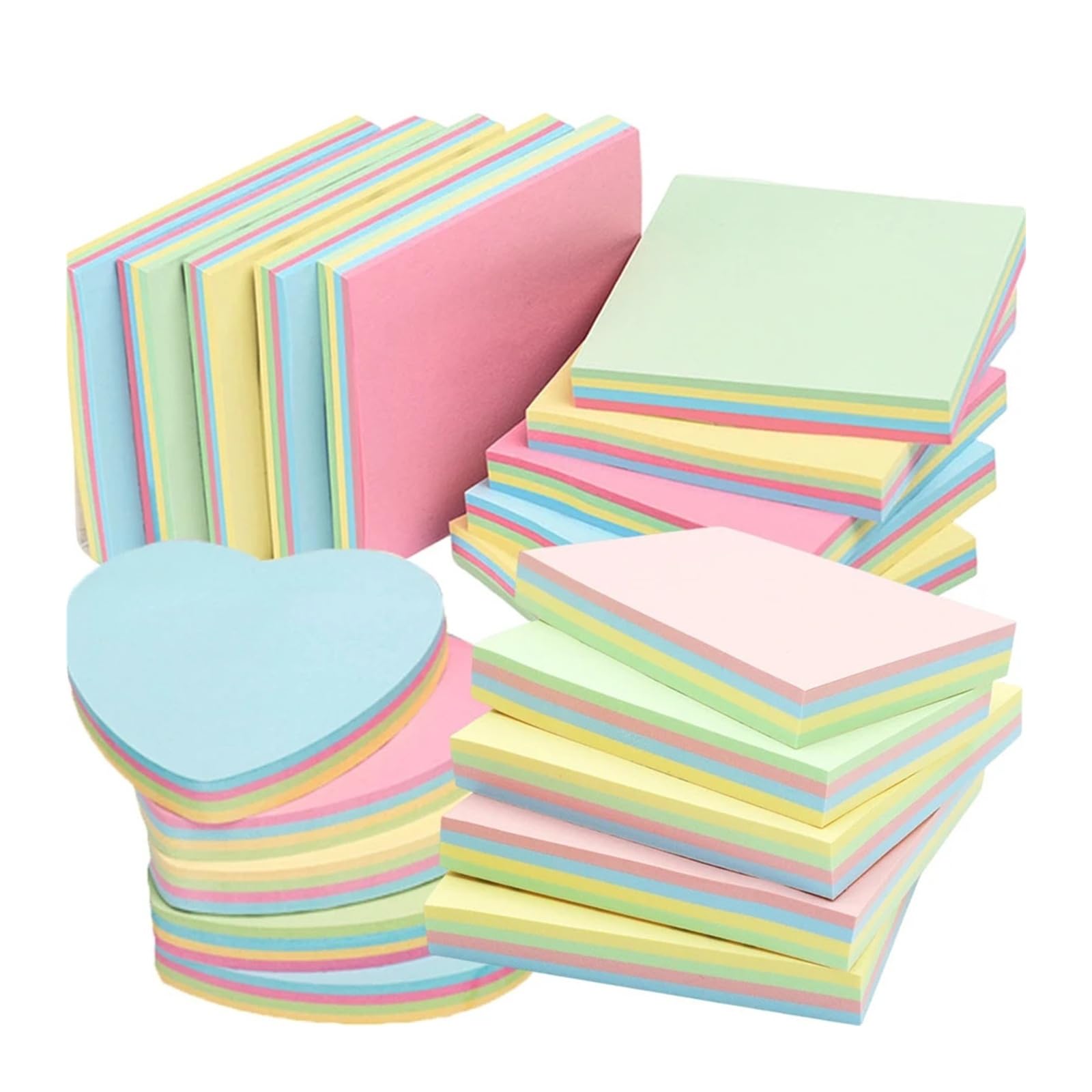 1000 Stück 7,6 cm bunte Haftnotizen – quadratische und herzförmige leere Notizaufkleber for den Bürogebrauch(1000pcs Square)