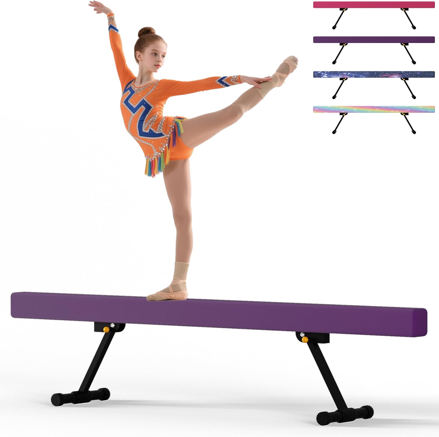 EL&IT·Wings 6ft/8ft Gymnastic Balance Beam, Adjustable High and Low Level Floor Beam - Highly Stable - Gym Practice Training Equipment for Kids Children Girls Home