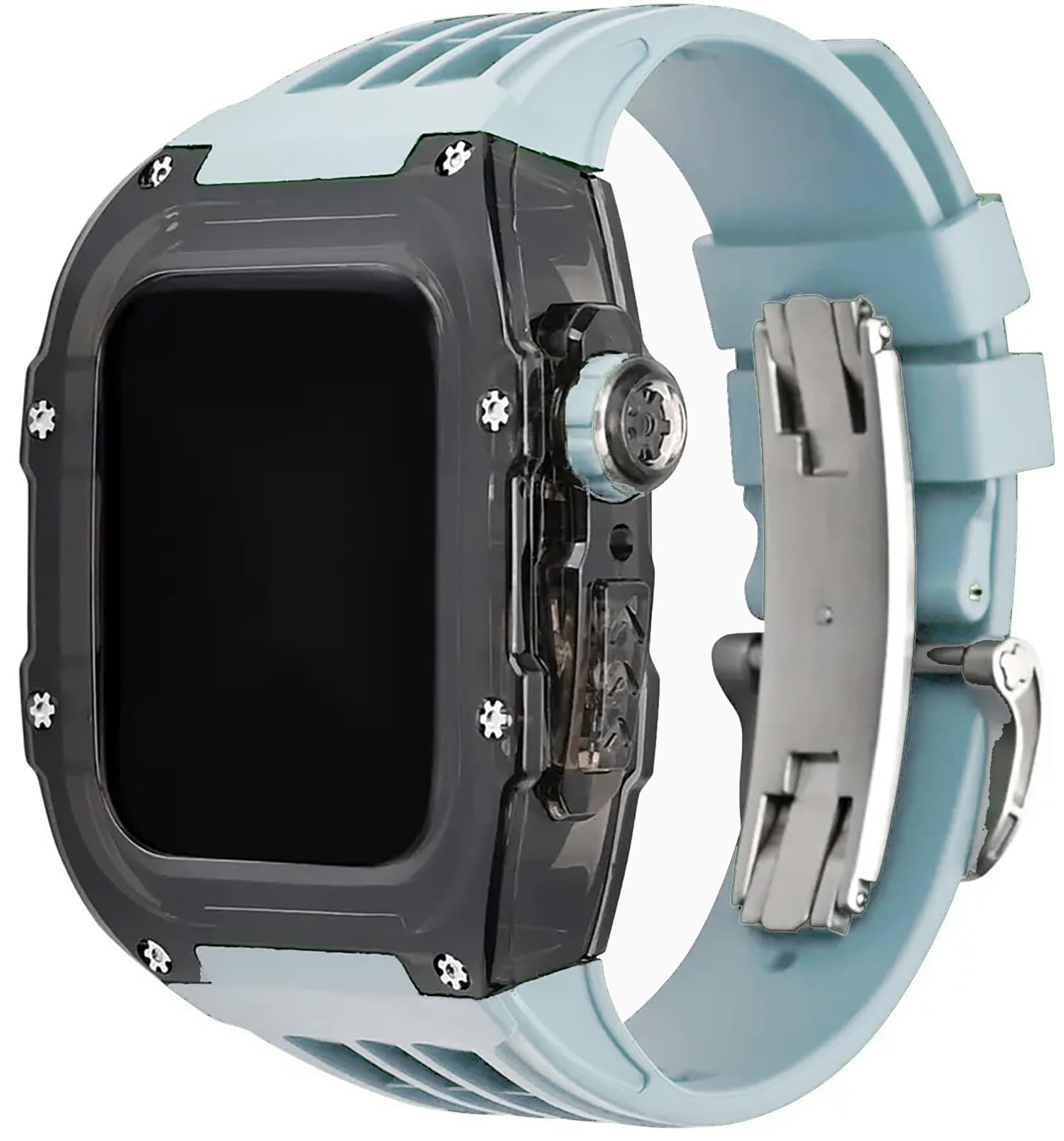 House of Quirk Luxury Transparent Bezel Modified Band - Comfortable and Durable 44/45mm Sport Unisex Strap for Series 9 8 SE 7 6 5 4 (Green/Black Transparent) (B0CJBR52TD) Amazon Price History, Amazon Price Tracker