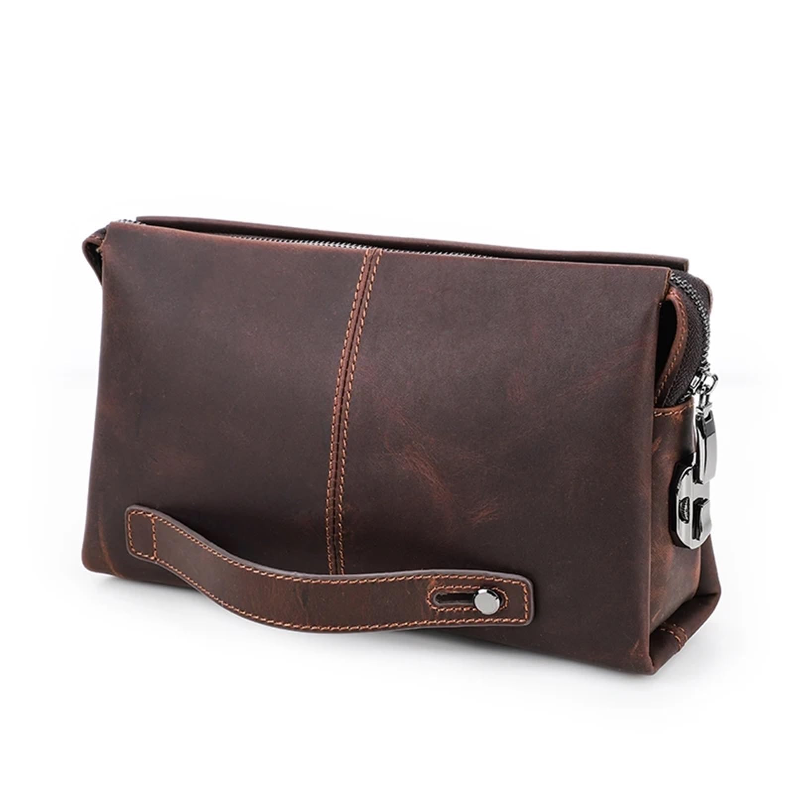 Pochette Uomo Borsa a mano da uomo, grande capacità, portafoglio in pelle, lungo lavoro per Lavoro