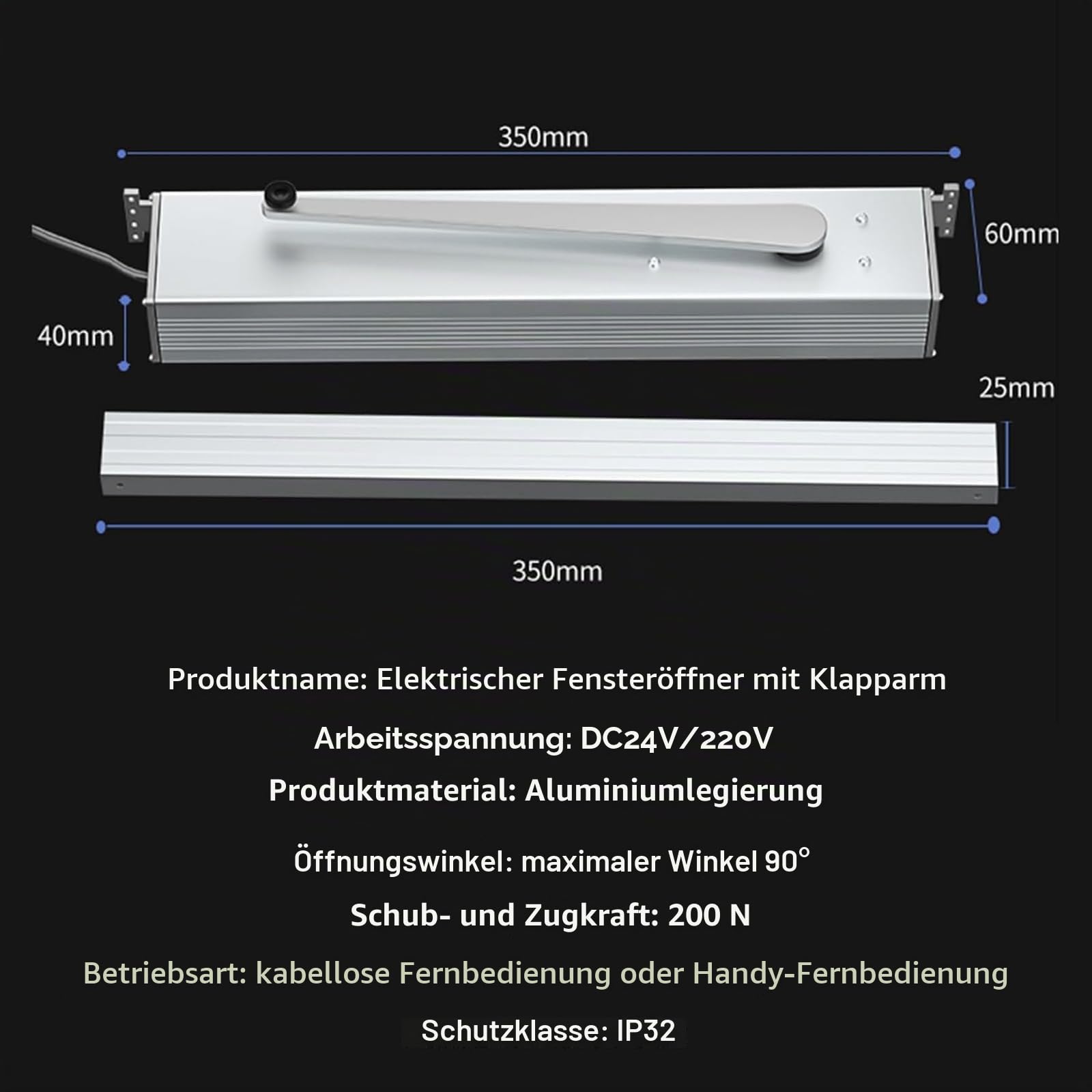 Automatischer WLAN-Fensteröffner für Schiebefenster mit App-Fernbedienung
