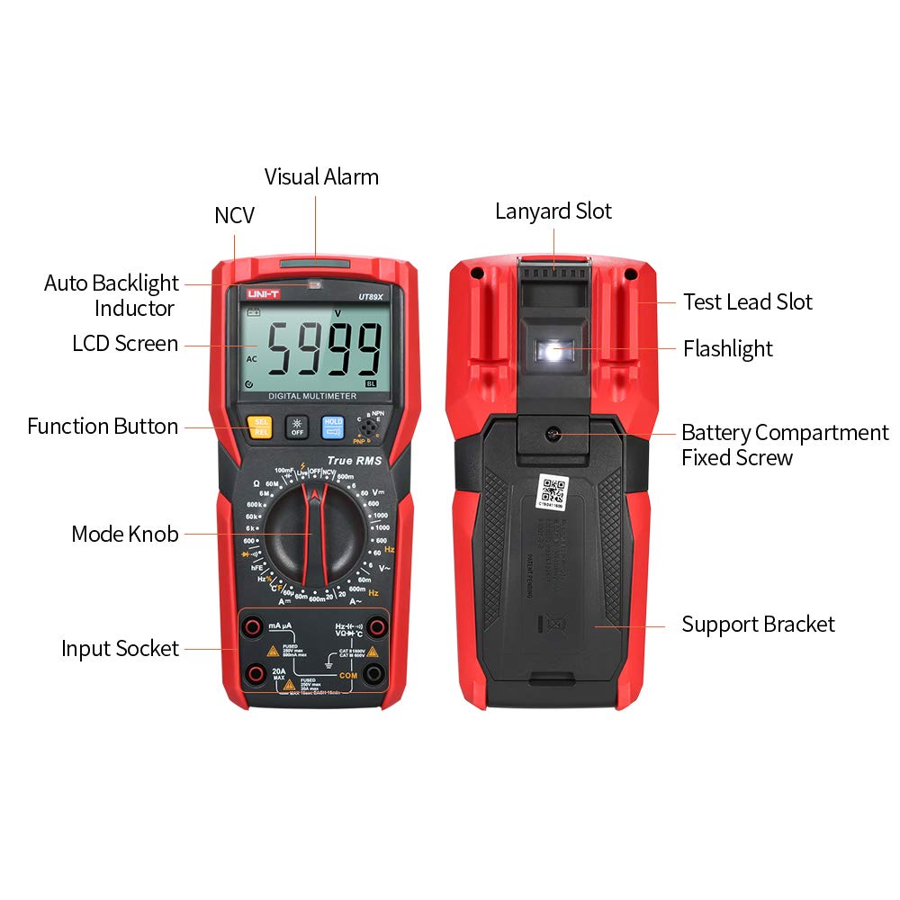 UNI-T UT89X TRMS multimeter NCV tester AC DC Voltmeter Ammeter Capacitance Frequency Resistance Temperature