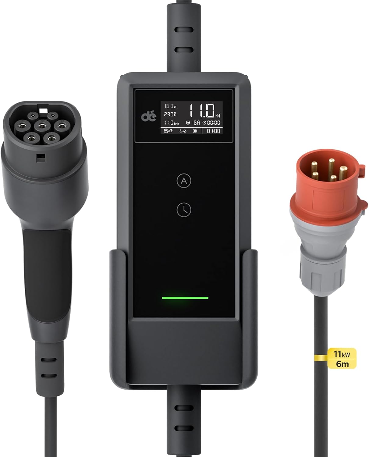 Dé Cargador de Coche Eléctrico 11kW 6 m (6-16A, Trifásico) 11kW Cargador de Vehículo Eléctrico y Estación de Carga de Coche, Cargador de Coche Eléctrico para Modelo Y/3, e-Tron y Otros EV/PHEV