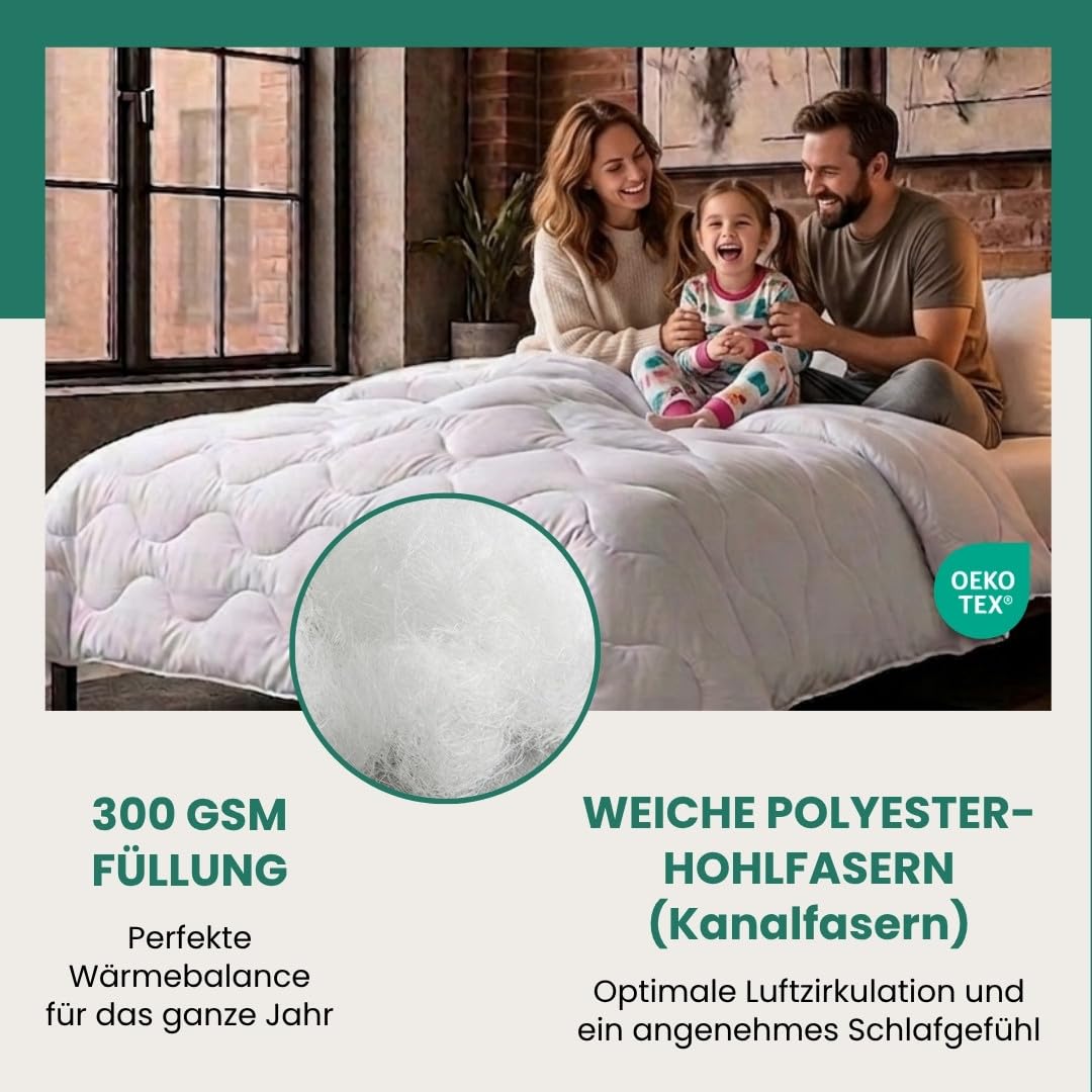 VEL VET HOME Bettdecke 135x200 cm – Ganzjahresdecke 300 GSM Steppdecke Medium Wärmegrad Schlafdecke Duvet für Allergiker geeignet atmungsaktiv Oeko-TEX Standard 100 - 2