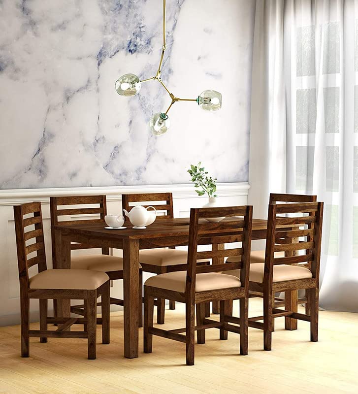 GM CRAFT Solid Sheesham Wood Six Seater Dining Set for Dining Room Restaurant Hotels Cafe, Wooden Dining Set, Sheesham Wood Dining Set,24