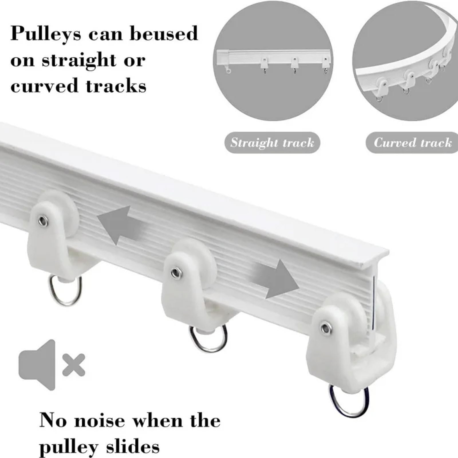 Manwetye 50-Pack Silent Twin Wheel Curtain Track Rollers – 11mm Plastic Sliding Gliders For Bendable Ceiling & Shower Tracks