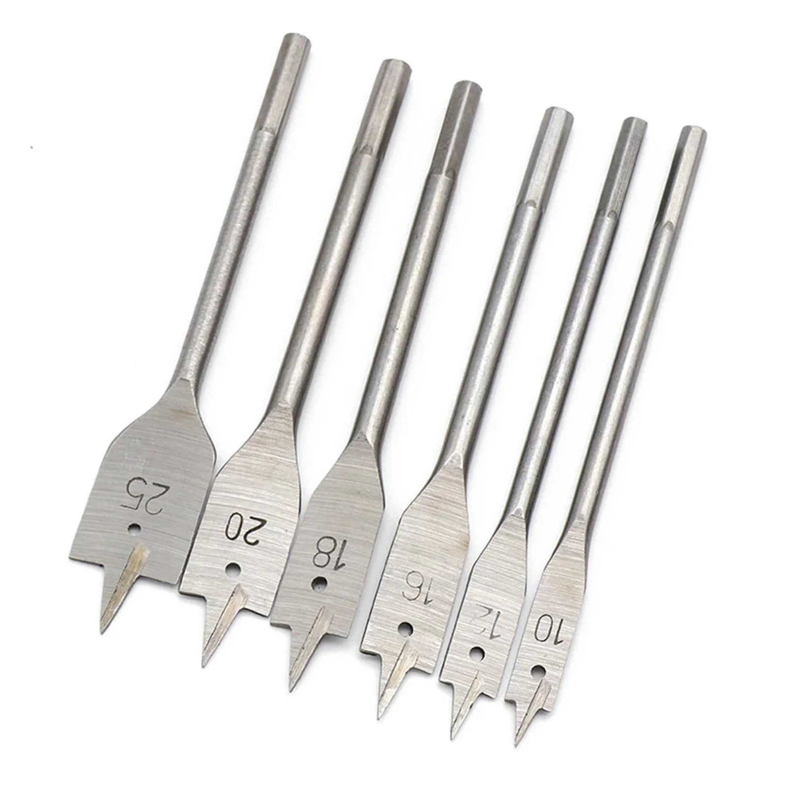 6 sztuk wytaczadło płaskie Hole Cutter 10/12/16/18/20/25mm uchwyt sześciokątny wiertła łopatkowe wiertło HCS do drewna wiercenie w drewnie narzędzie do obróbki drewna