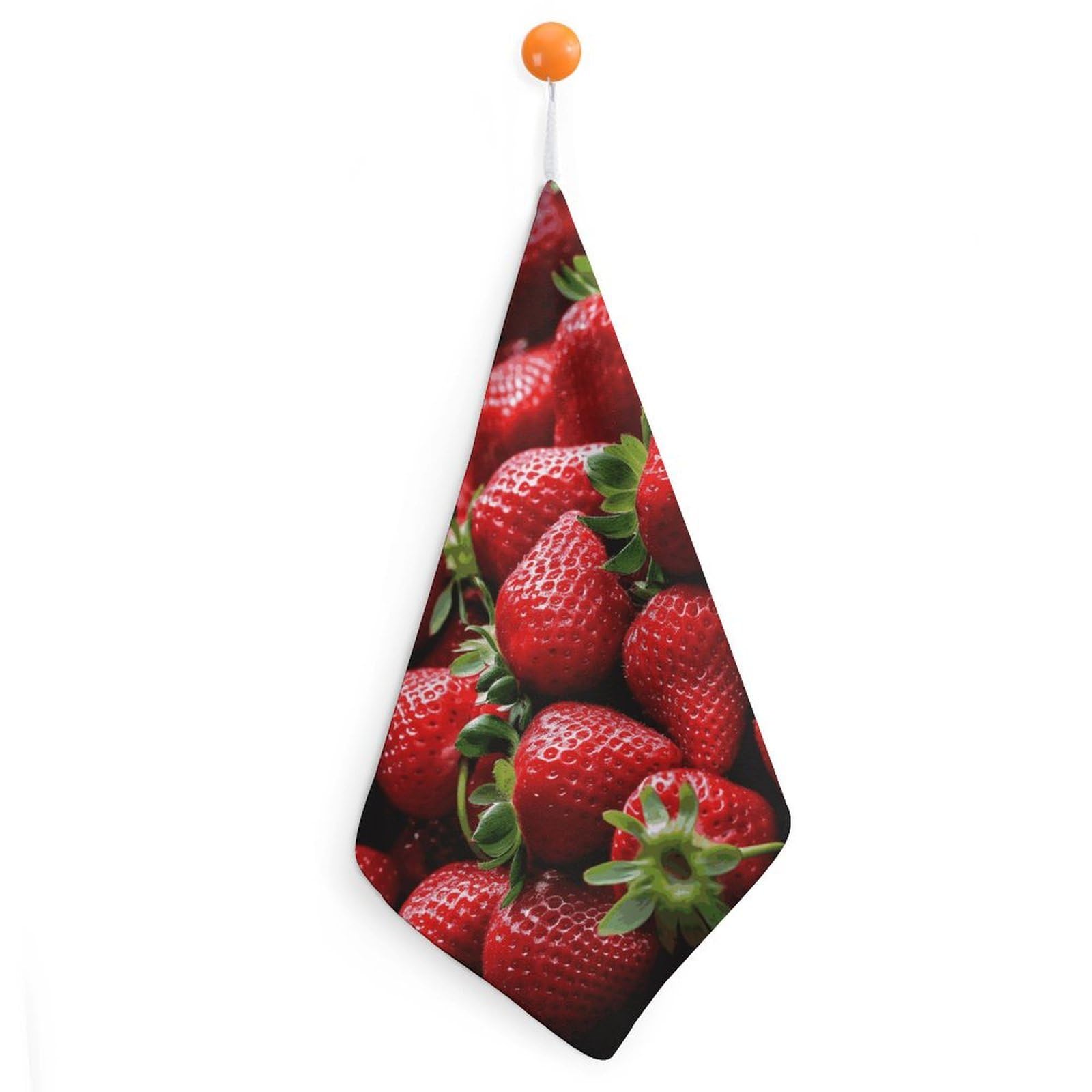 QMNLKH Fresh Strawberries Hand Towels for Kitchen, Quick Dry Hanging Hand Towels with Loops, Absorbent Hand Towel for Bathroom, Square Soft Microfiber Towels for Gym, 11.8inch 1PCS