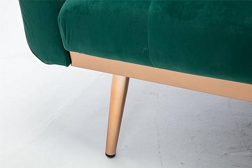 Miniatura 7 de Sofá de terciopelo azul marino de 63.7 pulgadas, sofá biplaza copetudo, sofá cama futón convertible, sofá reclinable, patas de metal dorado, 2