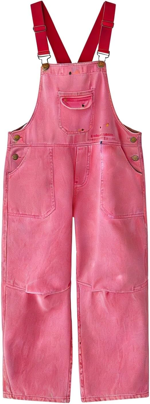 Girls Baggy Denim Overalls Wide Leg Y2K Jeans Jumpsuits Sleeveless Bib Overalls Hip Hop Straight Trendy Dungarees Pants