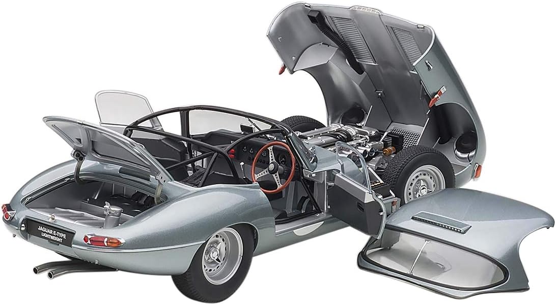 Flash Sale Jaguar Lightweight E Type Roadster RHD (Right Hand Drive) Dark Silver 1/18 Model Car by Autoart 73646