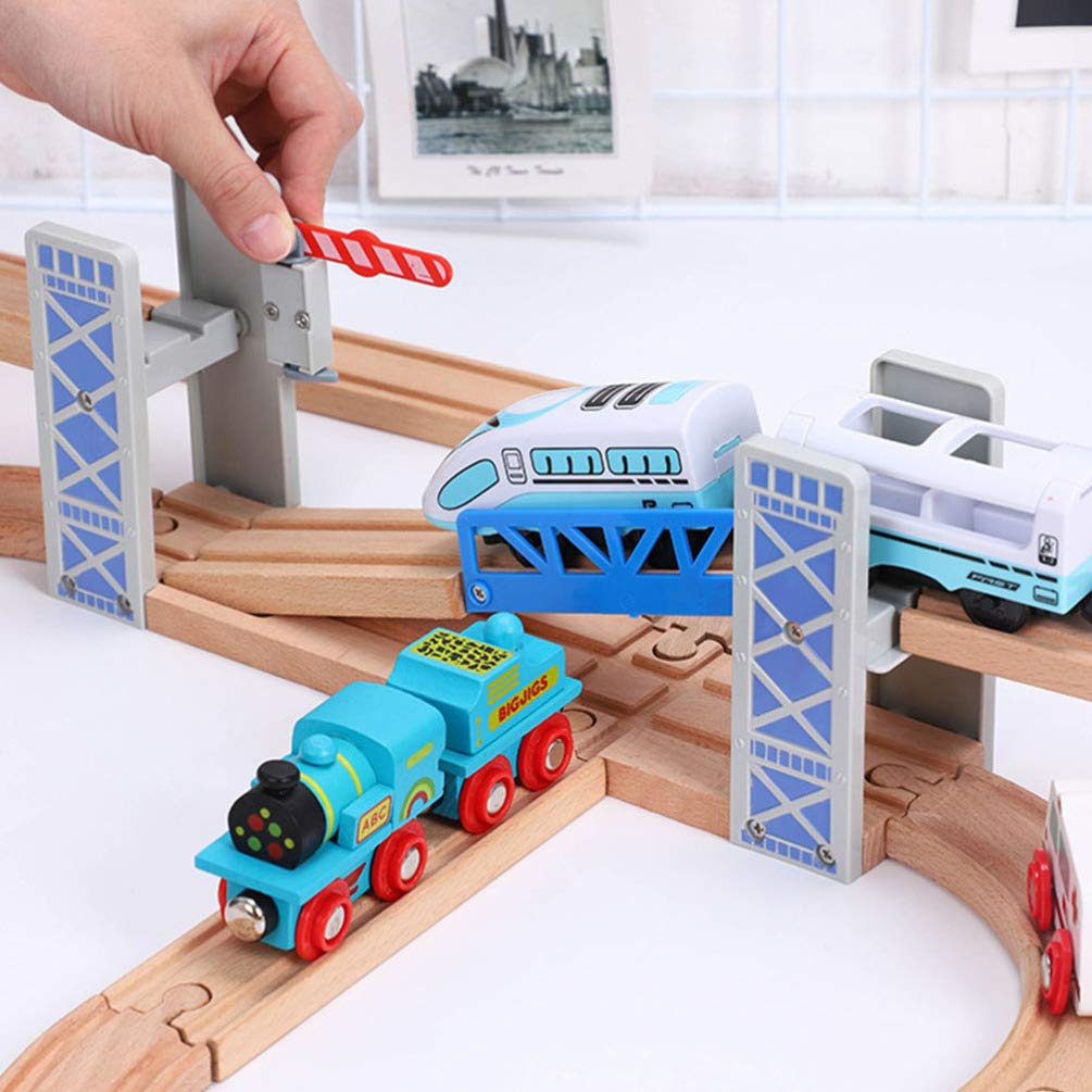jojofuny 1 Juego de Puente de Tren de Madera Puente de Ferrocarril de Madera para Vía de Ferrocarril Paso Elevado de 2 Niveles Compatible con Todas Las Vías de Ferrocarril