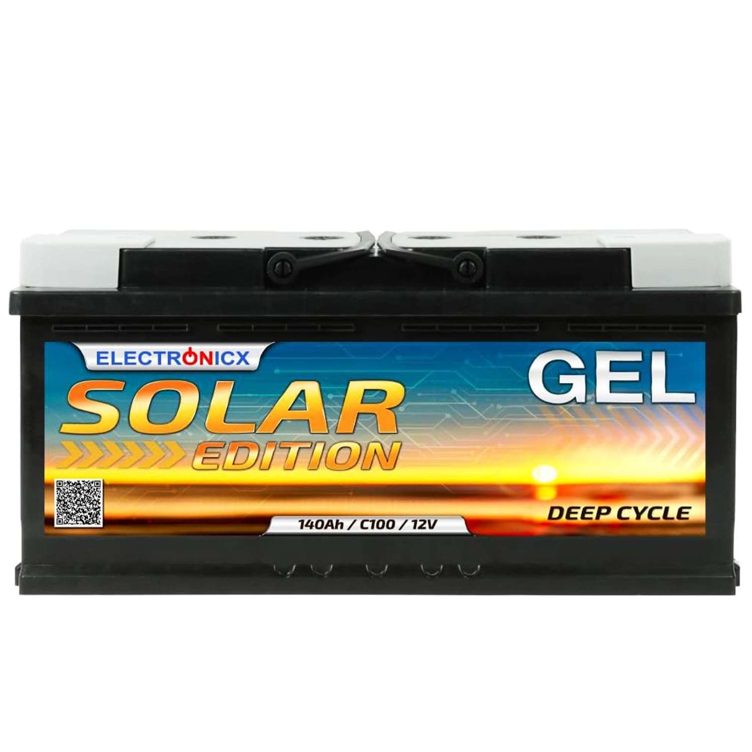 Electronicx Gel Solar Edition 12V 140Ah Deep Cycle Batterie 140 Ah Versorgungsbatterie - wartungsfrei, auslaufsicher - für Wohnmobil, Photovoltaik, Inselanlage, Solar - Maße: 393×175×190 mm kompakt