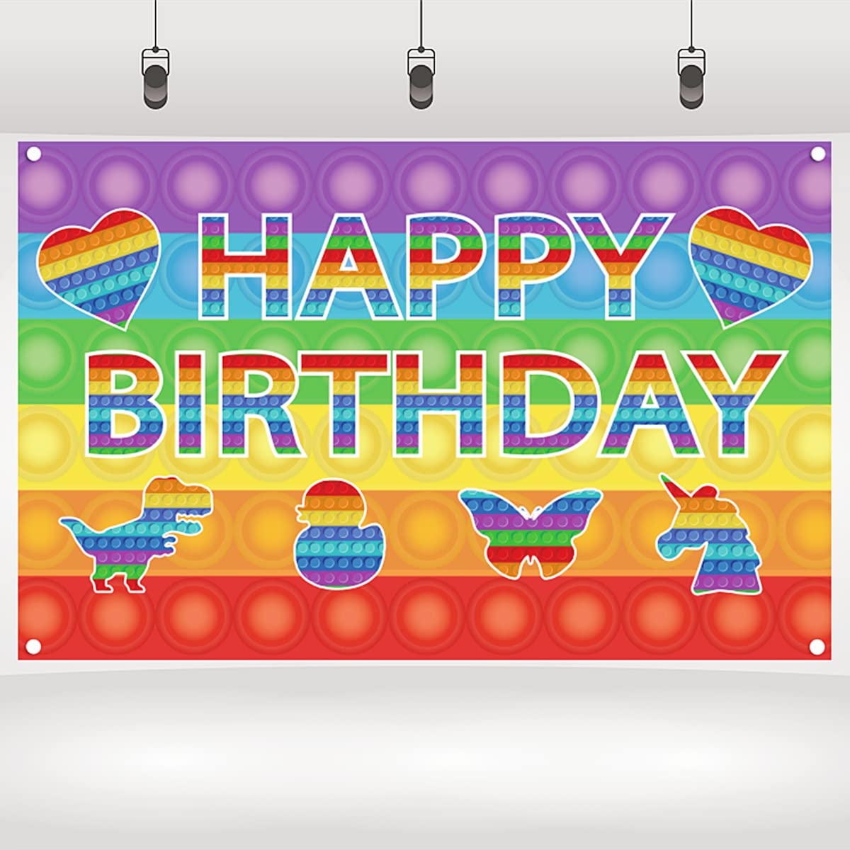 Pop Happy Birthday Backdrop, Sensory Pop Fidget Game Birthday Party Backdrop Banner for Kids, Happy Birthday Party Backdrop Decor, Party Photography Background for Teens, Pop Fidget Party Favor, Party Supplies