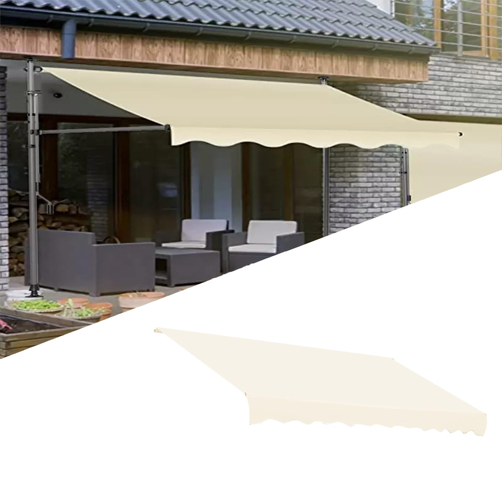 Tessuto di ricambio verde impermeabile per esterni, per terrazza, cortile, balcone e portico, dimensioni 335 cm Tessuto di ricambio verde impermeabile per esterni, per terrazza, cortile, balcone e portico, dimensioni 335 cm