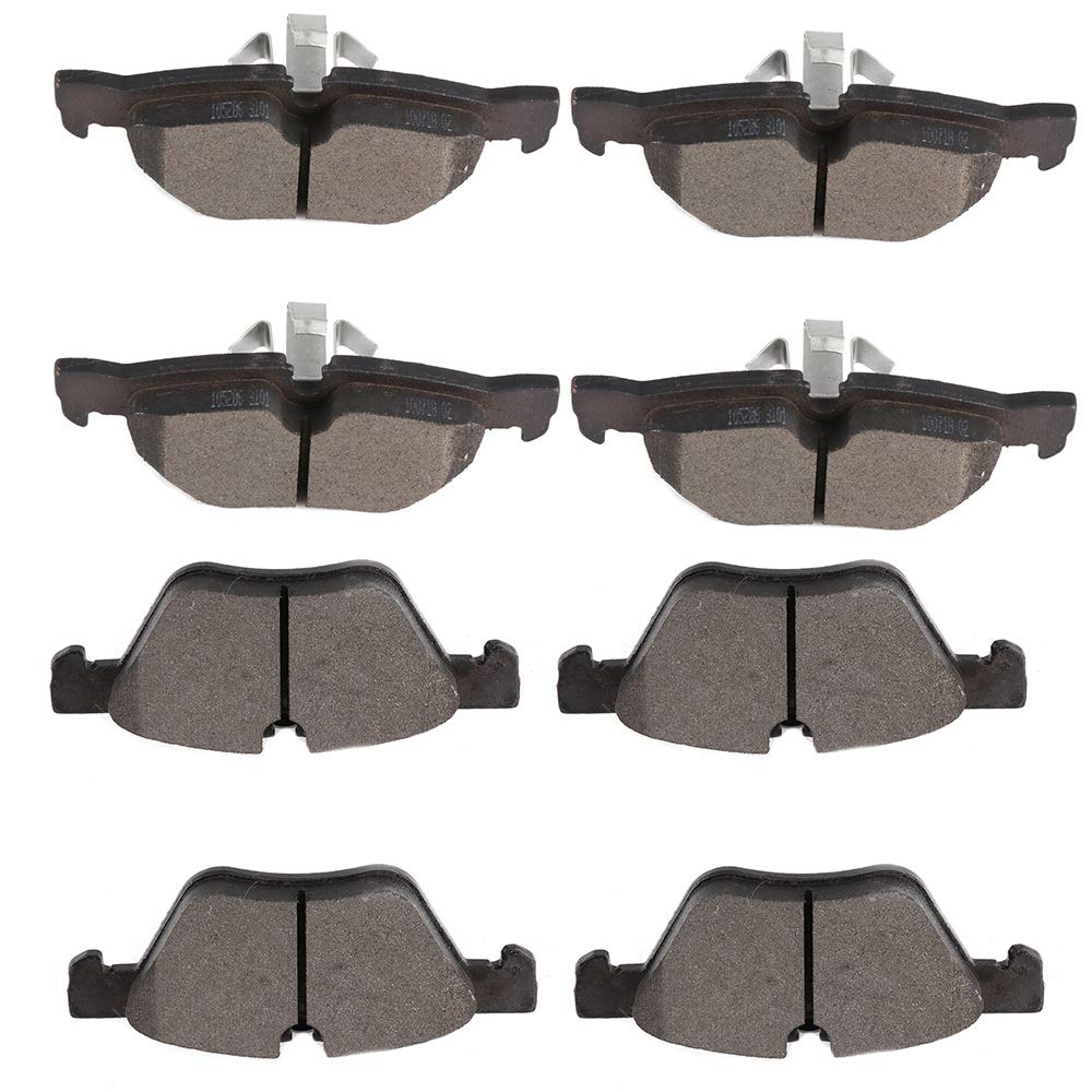 Front Rear Ceramic Brake Pads Kits 8pcs fit For 2008-2013 For BMW 128i,2006 For BMW 325i,2006 For BMW 325xi,2007 For BMW 328i,2007 For BMW 328xi,2012-2014 For BMW X1