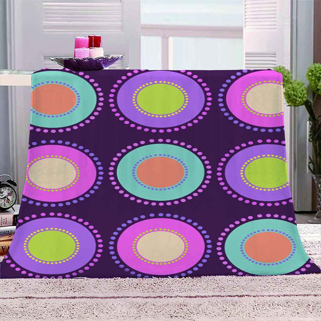 Couverture polaire en flanelle 130x150cm à motif cercle géométrique coloré