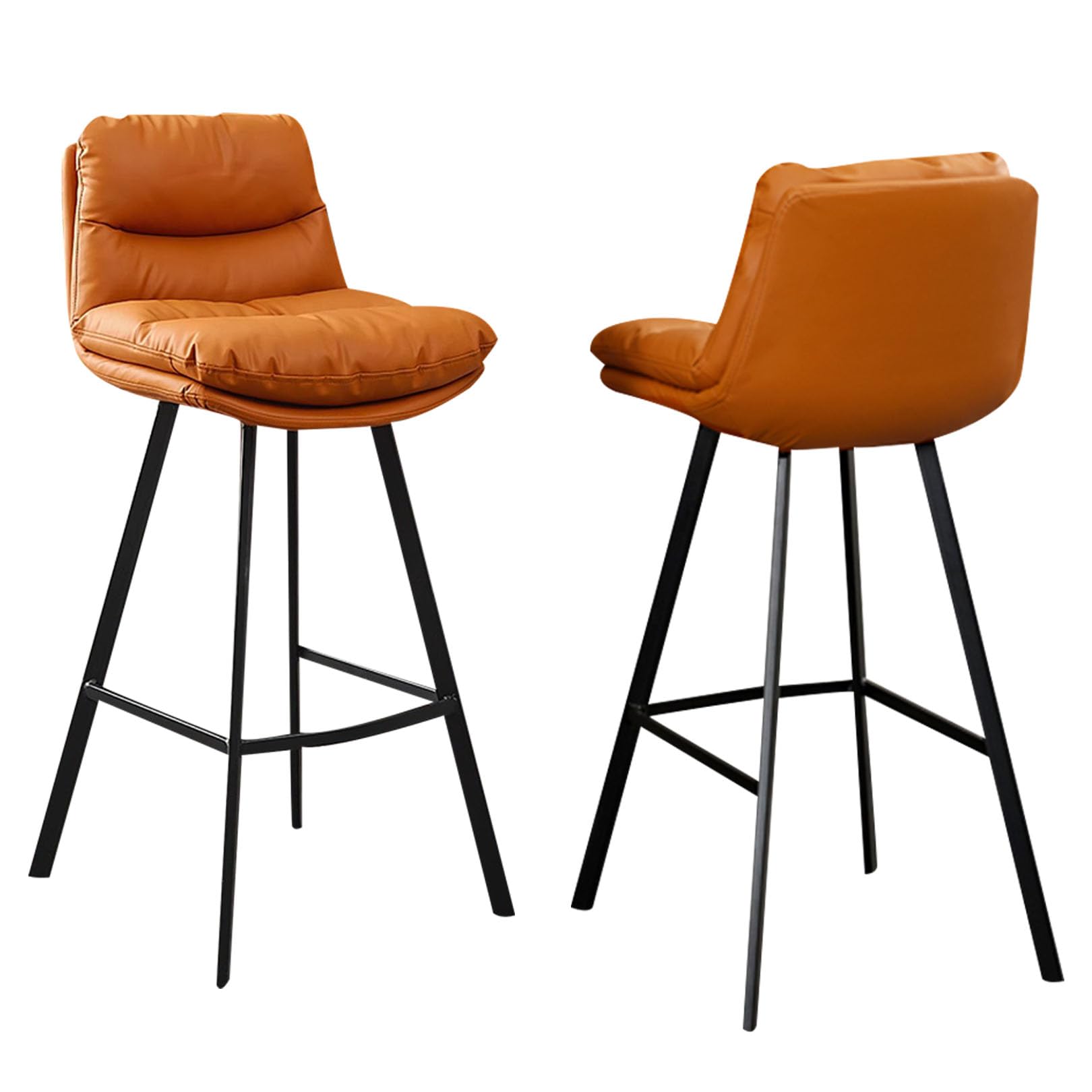 Tabouret de bar orange 65 75 cm en cuir rembourré pour îlot
