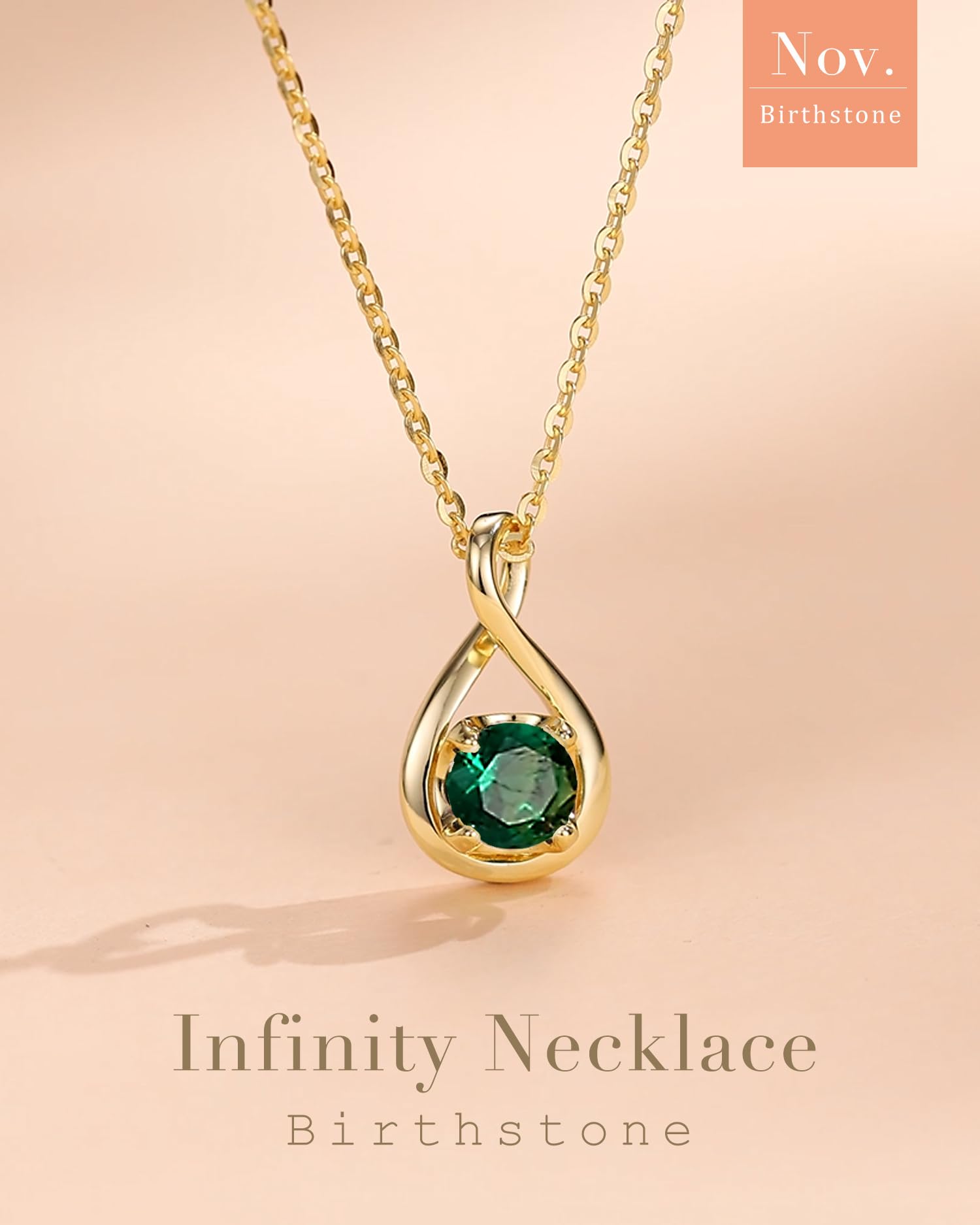 FANCIME 925 Sterling Silber Gelb Gold Plattiert Halskette Damen Infinity Anhänger Geburtsstein Kette Geburtsstein Schmuck Geschenk für Mutter Frauen