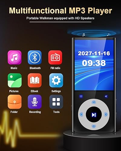 Miniatura 3 de Reproductor MP3 de 64 GB con pantalla Bluetooth de 2.4 pulgadas, sonido de alta fidelidad sin pérdidas, reproductor de mp3 Bluetooth, altavoz