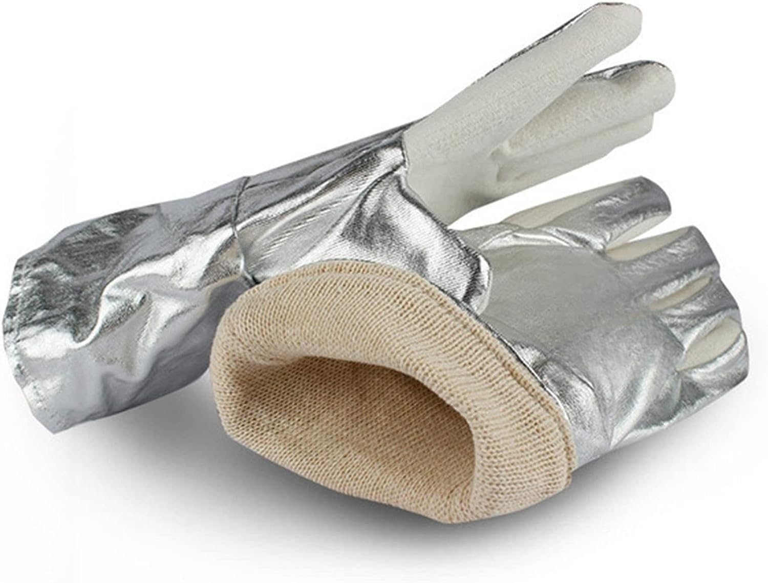PIWINE Gartenhandschuhe, schnittfeste Handschuhe, feuerfeste Handschuhe, Grill- und Kaminhandschuhe aus Aluminiumfolie, hochtemperaturbeständige Handschuhe, Handschuhe for Metallurgie-Schweißöfen