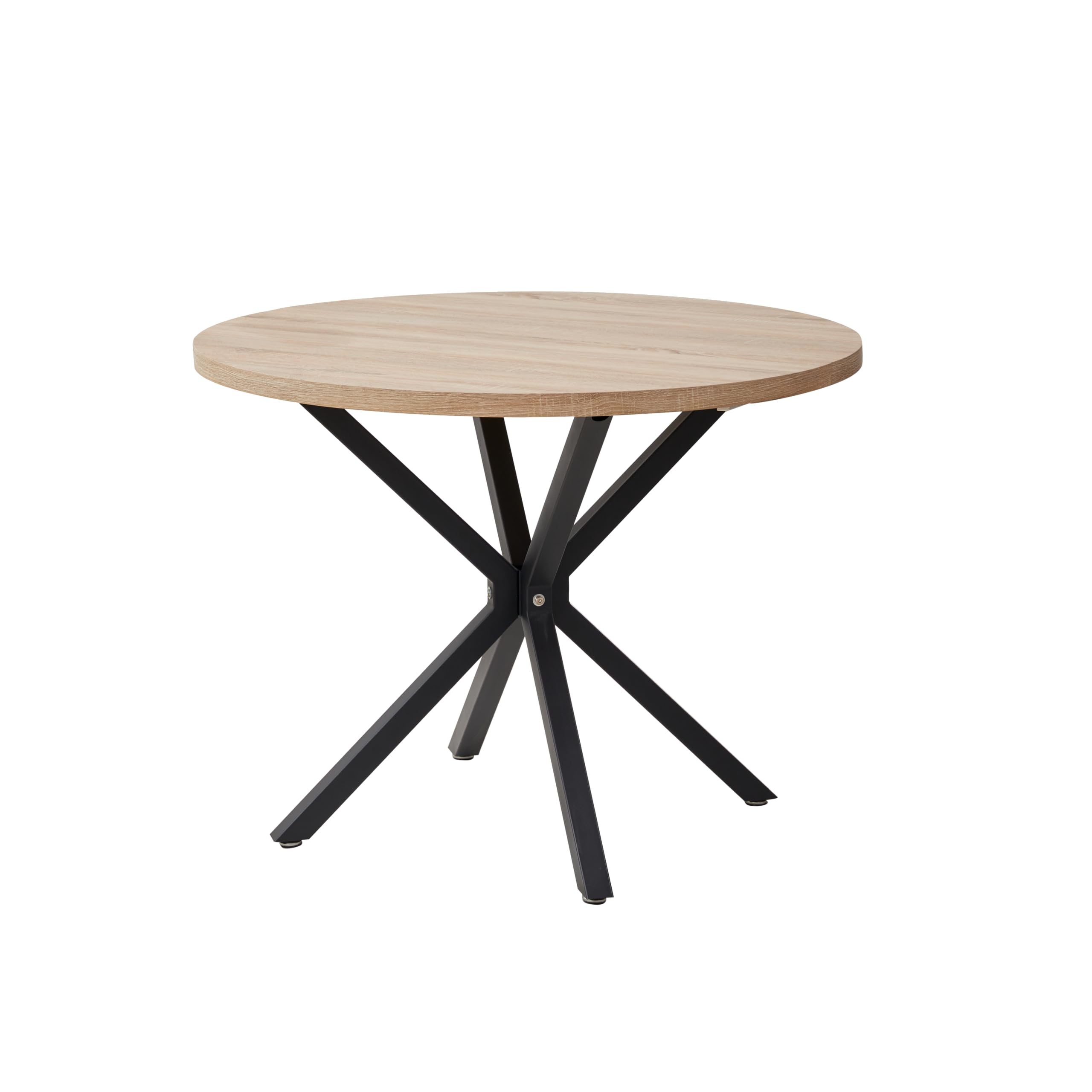 GrandCA HOME Tavolo da Pranzo Rotondo con Piano Moderno Effetto Marmo, Tavolo da Pranzo da Cucina con Quattro Gambe in Metallo, per Sala da Pranzo, Marrone Chiaro