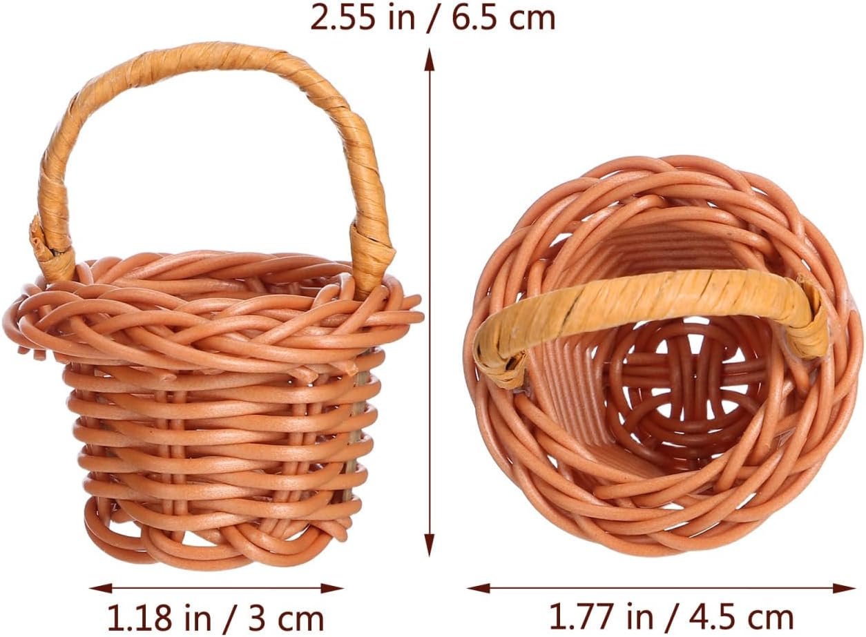 DOITOOL 10 Pack Mini Woven Baskets with Handles, Miniature Rattan Flower Basket for Dollhouse, Wedding Party Favors, Arts and Crafts, School Projects, 1.18 x 1.77 x 2.55 inch