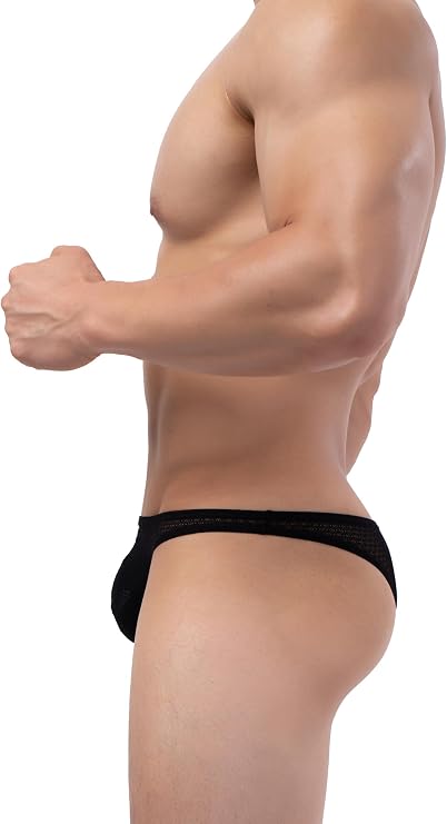 iKingsky Men's Cheeky Briefs See Through Bugle Bikini Underwear Lace Brazilian Back Under Panties for Men